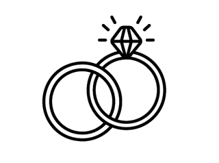 line drawing of wedding rings
